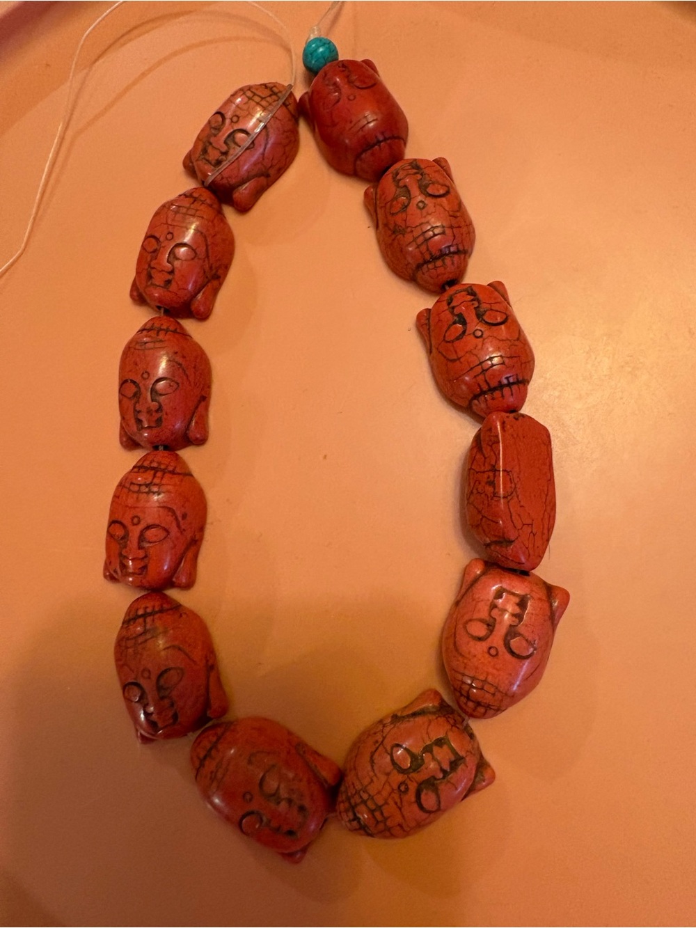 Red Howlite Buddha Beads